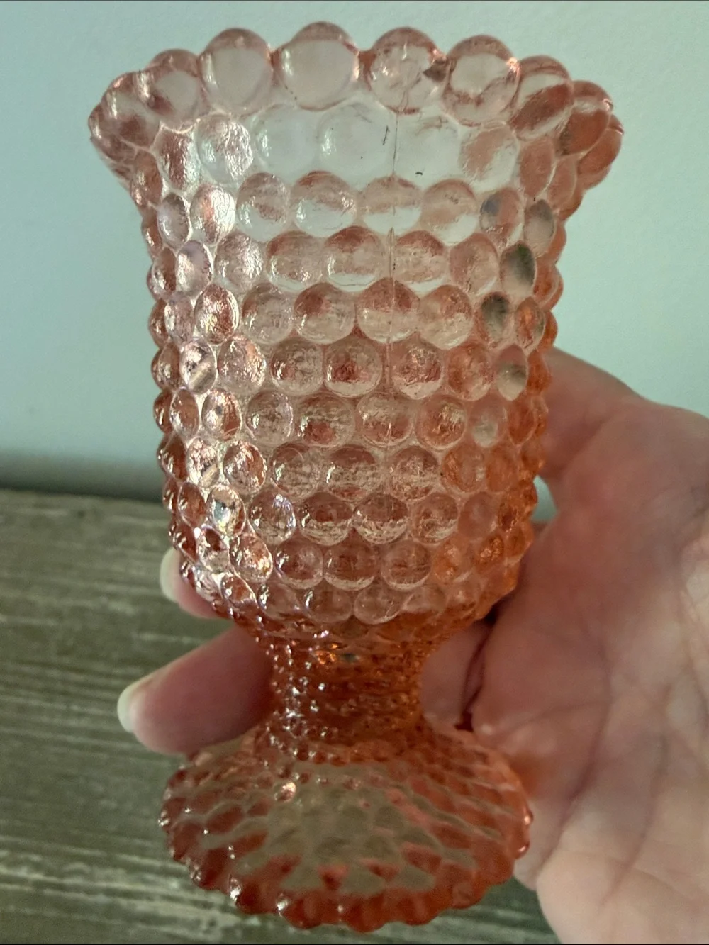 Vintage Hobnail Footed Rose Votive Holder